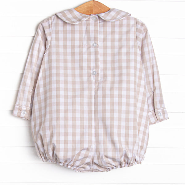 Rodeo Rider Smocked Long Sleeve Bubble, Tan