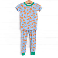 Snuggle Pup Bamboo Pajama Short Sleeve Set, Blue