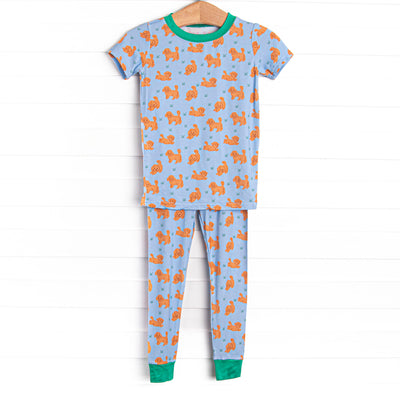 Snuggle Pup Bamboo Pajama Short Sleeve Set, Blue