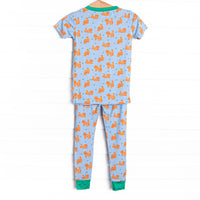 Snuggle Pup Bamboo Pajama Short Sleeve Set, Blue