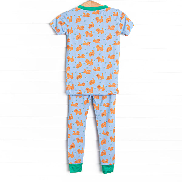 Snuggle Pup Bamboo Pajama Short Sleeve Set, Blue