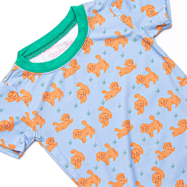 Snuggle Pup Bamboo Pajama Short Sleeve Set, Blue