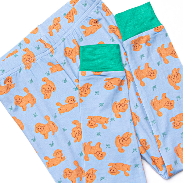 Snuggle Pup Bamboo Pajama Short Sleeve Set, Blue