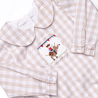 Rodeo Rider Smocked Long Sleeve Bubble, Tan