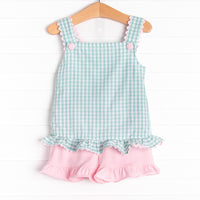 Mabel Short Set, Mint Gingham