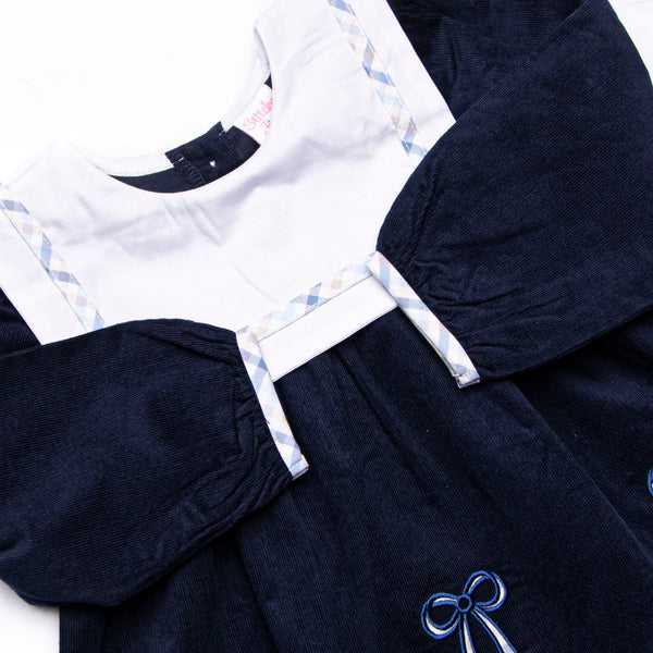 Poised Plaid Bows Applique Pant Set, Blue