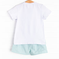Alex Short Set, Mint Gingham