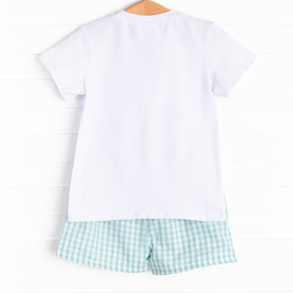 Alex Short Set, Mint Gingham