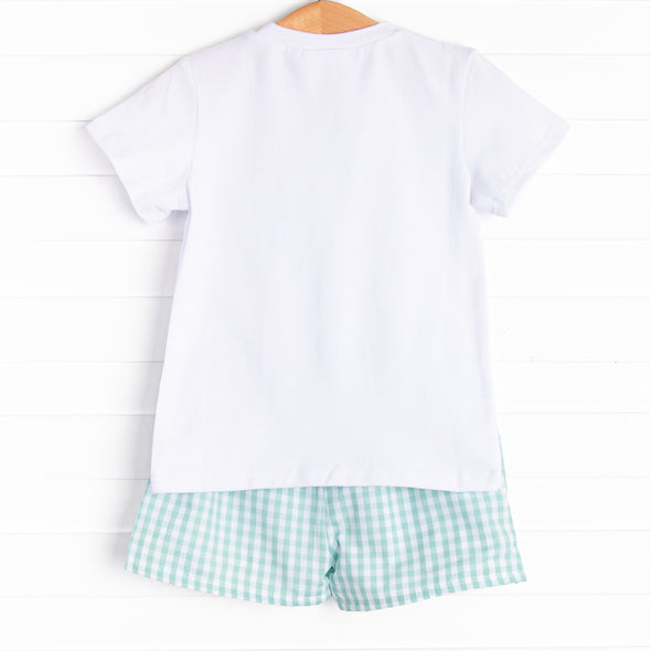 Alex Short Set, Mint Gingham