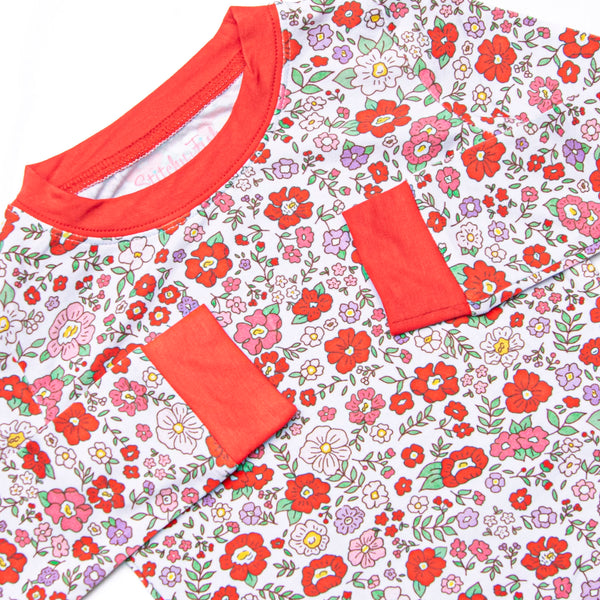 Red Blossom Beauty Bamboo Pajama Set, Red