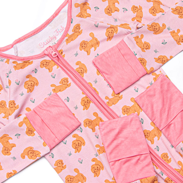 Snuggle Pup Bamboo Zippy Pajama, Pink