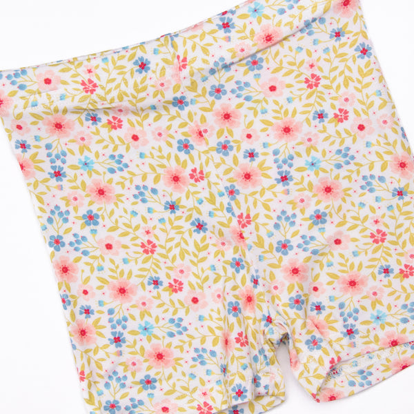 Fuchsia Florals Bamboo Pajama Short Set, Pink