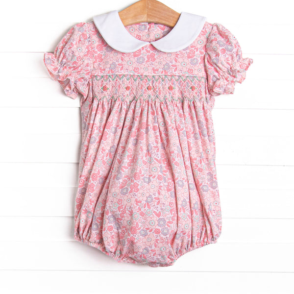 Pink Day Petals Smocked Bubble, Pink