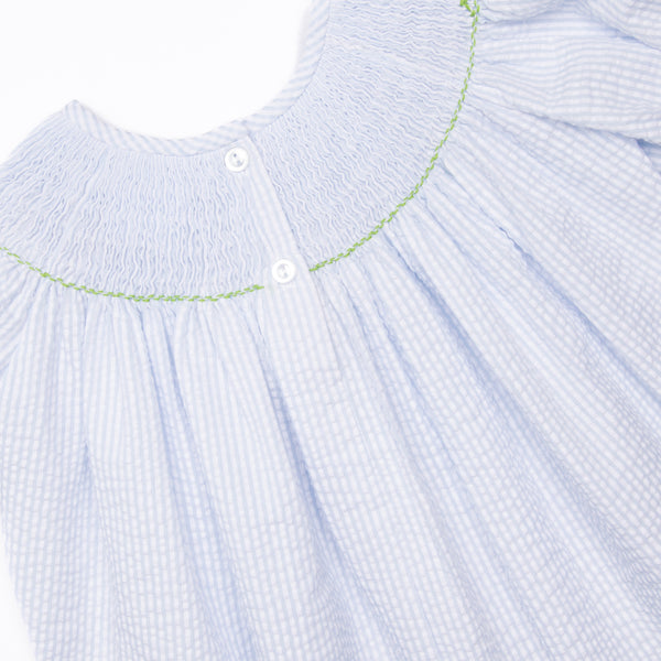 Walk and Wag Smocked Girl Bubble, Blue