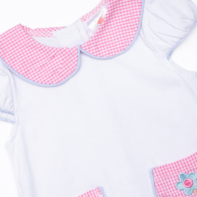 Pockets of Petals Embroidered Ruffle Short Set, Pink