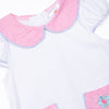 Pockets of Petals Embroidered Ruffle Short Set, Pink