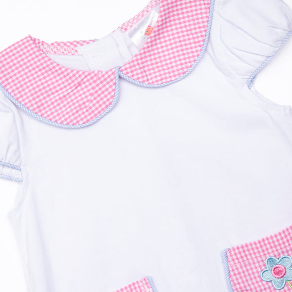Pockets of Petals Embroidered Ruffle Short Set, Pink