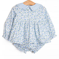 Blue Berry Blooms Diaper Set, Blue