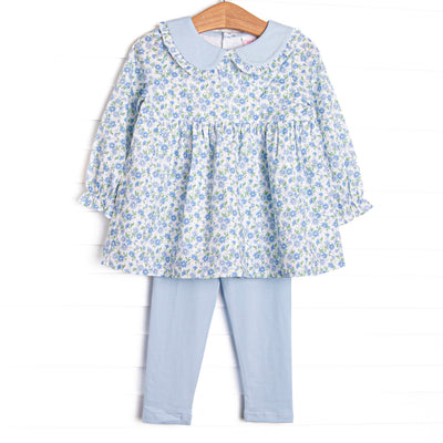 Blue Berry Blooms Legging Set, Blue