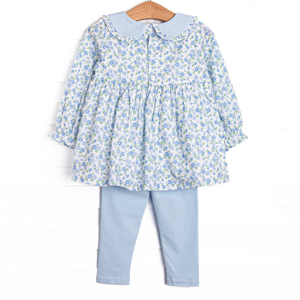 Blue Berry Blooms Legging Set, Blue