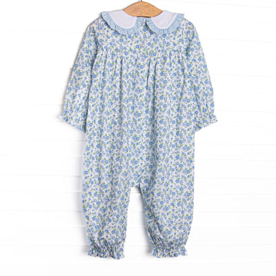Blue Berry Blooms Romper, Blue