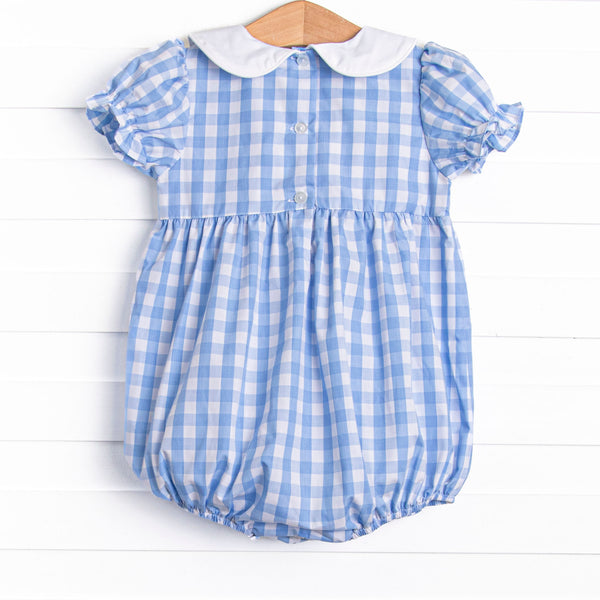 Noah's Ark Smocked Puff Sleeve Bubble, Blue