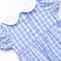 Noah's Ark Smocked Puff Sleeve Bubble, Blue