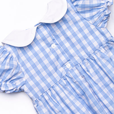 Noah's Ark Smocked Puff Sleeve Bubble, Blue