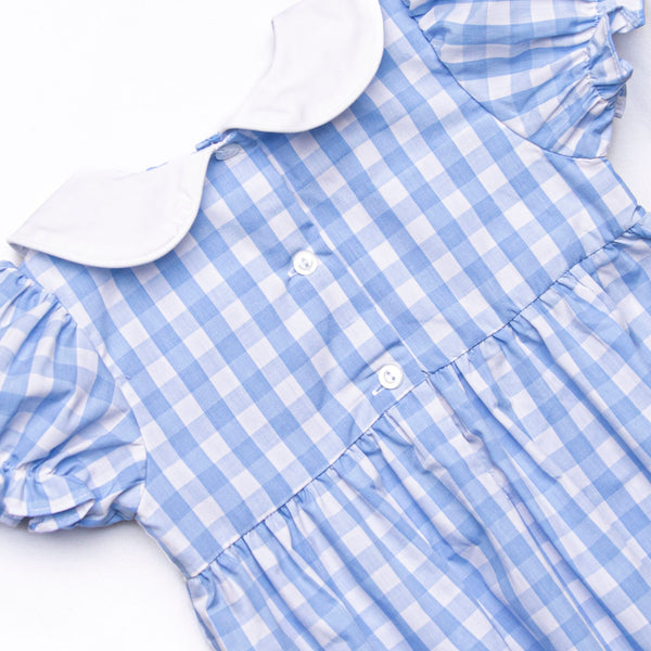 Noah's Ark Smocked Puff Sleeve Bubble, Blue