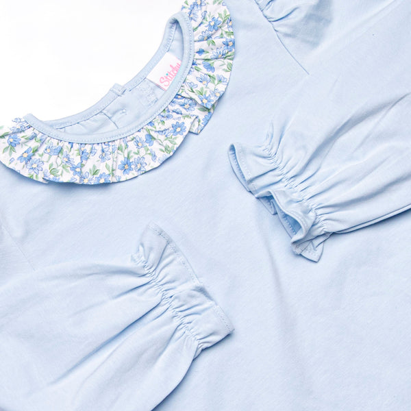 Blue Berry Blooms Skirt Set, Blue