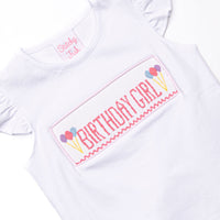 Birthday Girl Smocked Short Set, Pink