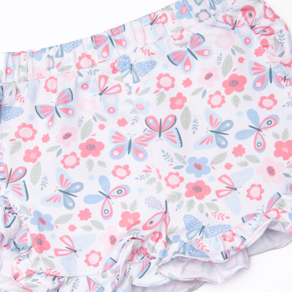 Butterfly Gardens Ruffle Short Set, Blue