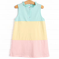 Color Block Clara Dress, Aqua
