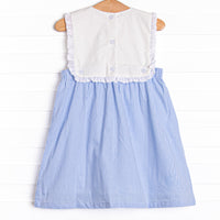 Day at the Beach Embroidered Dress, Blue