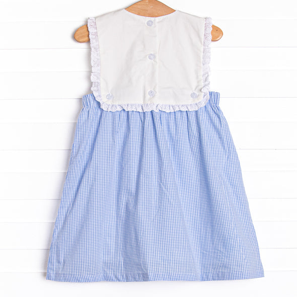 Day at the Beach Embroidered Dress, Blue