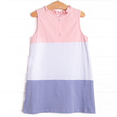 pink color block dress Pleated Color Block Dress