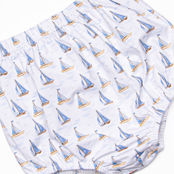 Sails and Sunshine Applique Diaper Set, Blue