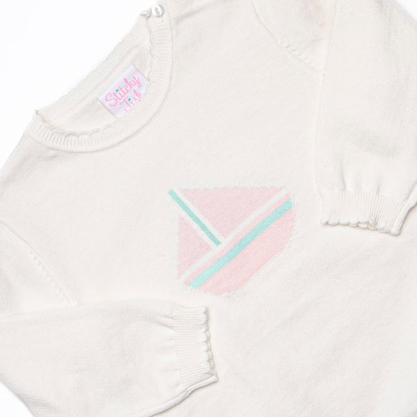Coastal Comfort Girl Sweater, White