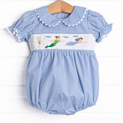 Forever Young Smocked Girl Bubble, Blue Gingham