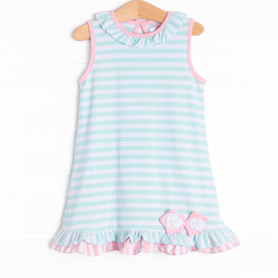 Mint to Be A Wildflower Applique Dress, Mint Stripe
