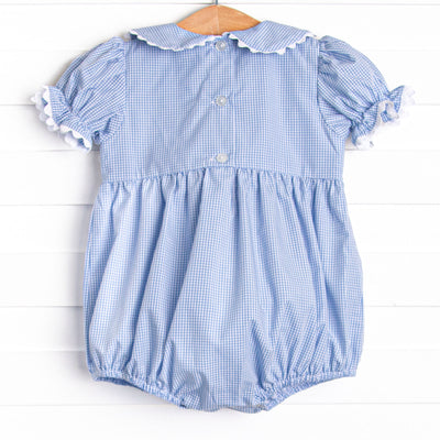 Forever Young Smocked Girl Bubble, Blue Gingham