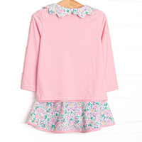 Backhand Blooms Scalloped Collar Tennis Skirt Set, Green