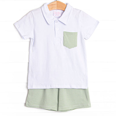 Levi Short Set, Light Green Stripe