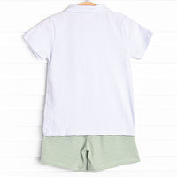 Levi Short Set, Light Green Stripe