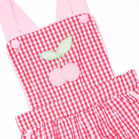 Cherry Sweet Applique Romper, Red