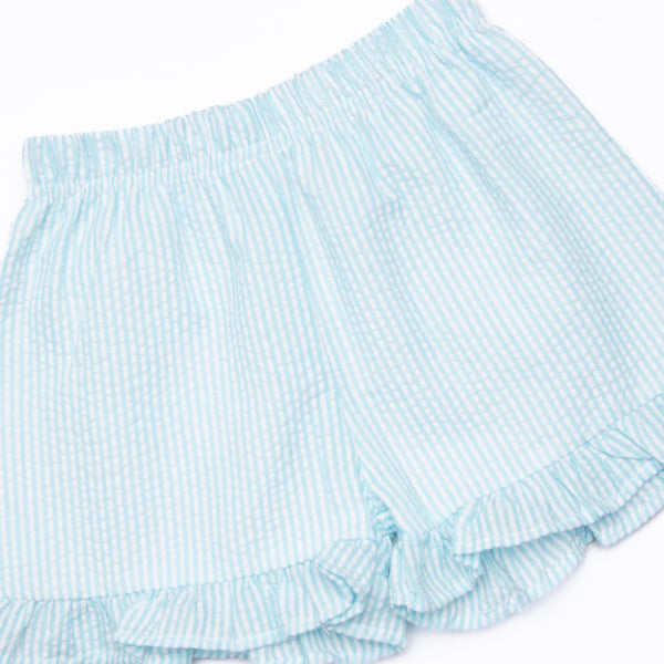 Friday Freeze Applique Ruffle Short Set, Blue