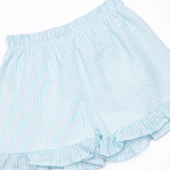 Friday Freeze Applique Ruffle Short Set, Blue