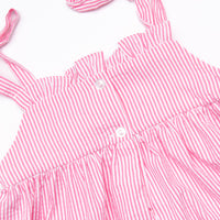 Strawberry Seersucker Smocked Dress, Pink