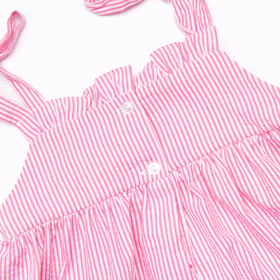 Strawberry Seersucker Smocked Dress, Pink