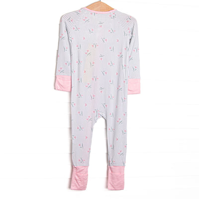 Pinstripe Picks Bamboo Zippy Pajama, Green